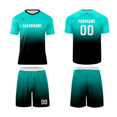 Benutzerdefinierte Minz Blau Schwarz Trikots für Männer Frauen Personalisierte Fußball Uniformen für Erwachsene und Kind