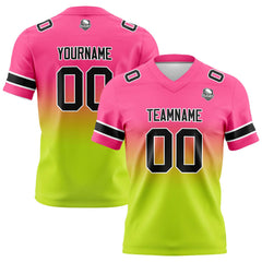 Benutzerdefinierte Rosa & Chartreuse Gradient Fußball Trikots Personalisierter Name Nummer Logo