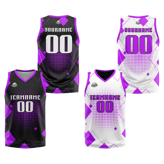 Benutzerdefinierte Lila Reversible Basketball Jersey Personalisierte Print Name Nummer Logo