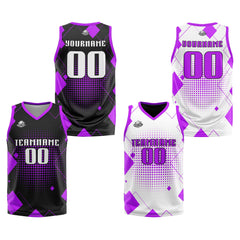 Benutzerdefinierte Lila Reversible Basketball Jersey Personalisierte Print Name Nummer Logo
