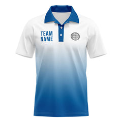 Benutzerdefinierte Weiß Blau Fußball Polo-Shirts Fügen Sie Ihr Einzigartiges hinzu Logo/Name/Nummer