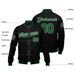 Benutzerdefinierte Verlauf Varsity-Jacke. Letterman-Jacke Grün Schwarz
