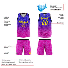Benutzerdefinierte Reversible Basketball Jersey Personalisierte Print Name Nummer Logo Flaw-Royal&Rose Pink