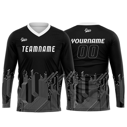 Kundenspezifisches Schwarz Weiß Basketball Fußball Schießen langes T-Shirt für Erwachsene und Kinder