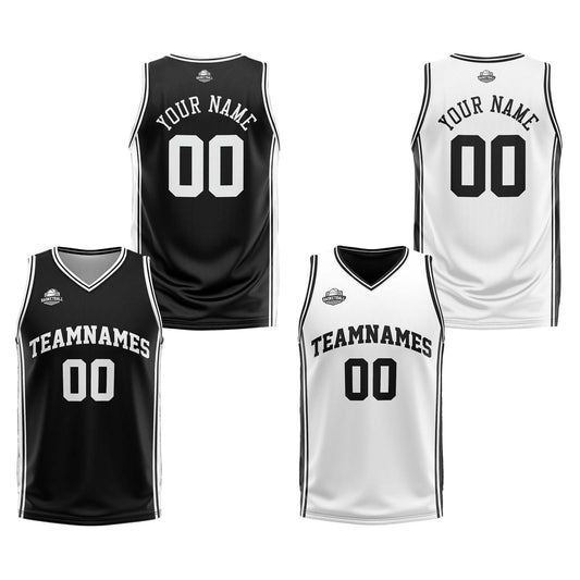 Benutzerdefinierte Schwarz Weiß Reversible Basketball Jersey Personalisierte Print Name Nummer Logo