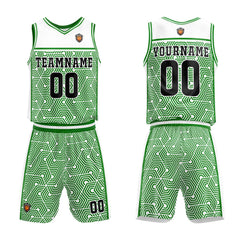 Benutzerdefinierter Weiß Grün Basketball Jersey Uniform Anzug gedruckt Ihr Logo Name Nummer