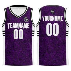 Benutzerdefinierter Schwarz Lila Basketball Jersey Uniform Anzug gedruckt Ihr Logo Name Nummer