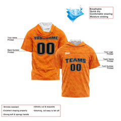 Benutzerdefinierte Orange Neongrün Kurzarm-Kapuzenpullover für Männer Frauen Hemden mit Kapuzen gedruckt Name Logo