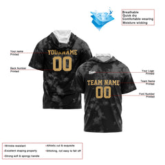 Benutzerdefinierte Schwarz Grau Kurzarm-Kapuzenpullover für Männer Frauen Hemden mit Kapuzen gedruckt Name Logo