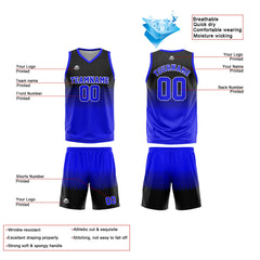 Benutzerdefinierte Reversible Basketball Jersey Personalisierte Print Name Nummer Logo Royal-Schwarz