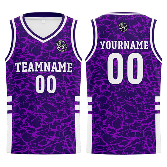 Benutzerdefinierter Lila Basketball Jersey Uniform Anzug gedruckt Ihr Logo Name Nummer