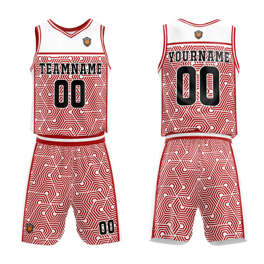 Benutzerdefinierter Weiß Rot Basketball Jersey Uniform Anzug gedruckt Ihr Logo Name Nummer