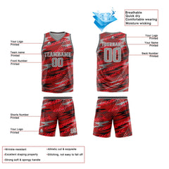 Benutzerdefinierter Rot Grau Basketball Jersey Uniform Anzug gedruckt Ihr Logo Name Nummer
