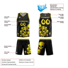 Benutzerdefinierter Schwarz Basketball Jersey Uniform Anzug gedruckt Ihr Logo Name Nummer