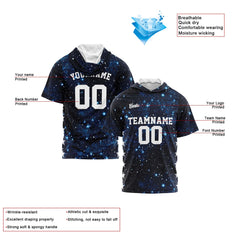 Benutzerdefinierte Marine Kurzarm-Kapuzenpullover für Männer Frauen Hemden mit Kapuzen gedruckt Name Logo