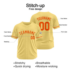 Benutzerdefinierte Authentisch Baseball-Trikot Gold-Orange