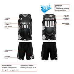 Benutzerdefinierte Grau Reversible Basketball Jersey Personalisierte Print Name Nummer Logo
