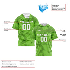 Benutzerdefinierte Grün Kurzarm-Kapuzenpullover für Männer Frauen Hemden mit Kapuzen gedruckt Name Logo