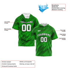 Benutzerdefinierte Grün Kurzarm-Kapuzenpullover für Männer Frauen Hemden mit Kapuzen gedruckt Name Logo