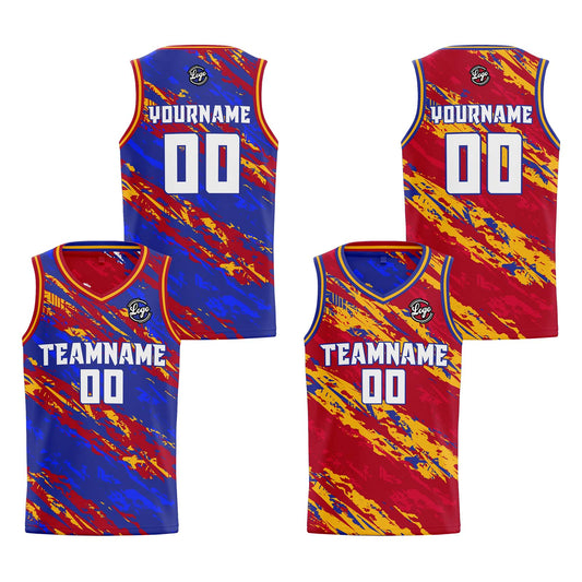 Benutzerdefinierte Rot Reversible Basketball Jersey Personalisierte Print Name Nummer Logo