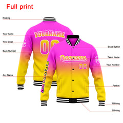 Benutzerdefinierte Verlauf Varsity-Jacke. Letterman-Jacke Rosa Gelb