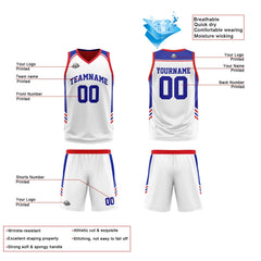Benutzerdefinierte Royal Rot Reversible Basketball Jersey Personalisierte Print Name Nummer Logo