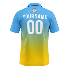 Benutzerdefinierte Hellblau Gelb Fußball Polo-Shirts Fügen Sie Ihr Einzigartiges hinzu Logo/Name/Nummer