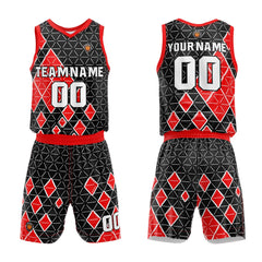 Benutzerdefinierter Schwarz Rot Basketball Jersey Uniform Anzug gedruckt Ihr Logo Name Nummer