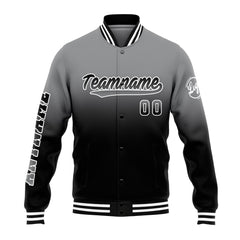 Benutzerdefinierte Verlauf Varsity-Jacke. Letterman-Jacke Grau Schwarz