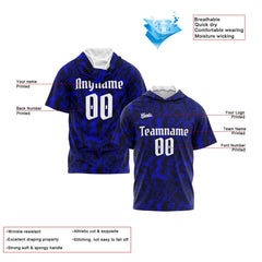 Benutzerdefinierte Marine Königlich Neongrün Kurzarm-Kapuzenpullover für Männer Frauen Hemden mit Kapuzen gedruckt Name Logo