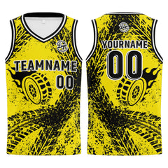 Benutzerdefinierter Gelb Schwarz Basketball Jersey Uniform Anzug gedruckt Ihr Logo Name Nummer