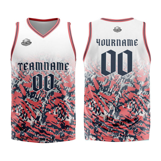 Benutzerdefinierter Weiß Rosa Marine Basketball Jersey Uniform Anzug gedruckt Ihr Logo Name Nummer