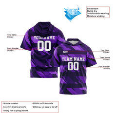 Benutzerdefinierte Lila Kurzarm-Kapuzenpullover für Männer Frauen Hemden mit Kapuzen gedruckt Name Logo