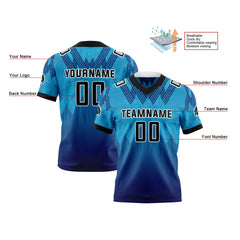Benutzerdefinierte Blau Weiß Reversibel Fußball Trikot Personalisierte Gradient Fußball Shirts für Männer gedruckt Team Name Nummer Logo
