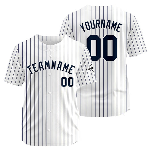 Benutzerdefinierte Authentisch Baseball-Trikot Weiß-Marine