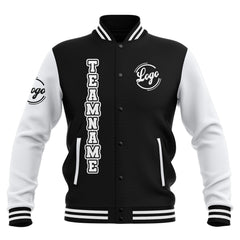 Benutzerdefiniert Schwarz Weiß Wasserdichte Varsity Jacken Personalisiert genäht Name Nummer Logo zu Letterman Jacken