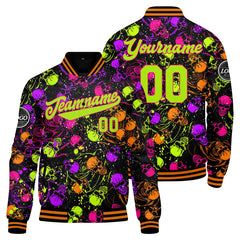 Benutzerdefinierte Orange Grün Varsity-Jacke. Letterman-Jacke für Männer, Frauen und Jugendliche