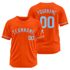 Benutzerdefinierte Authentisch Baseball-Trikot Orange-Hellblau