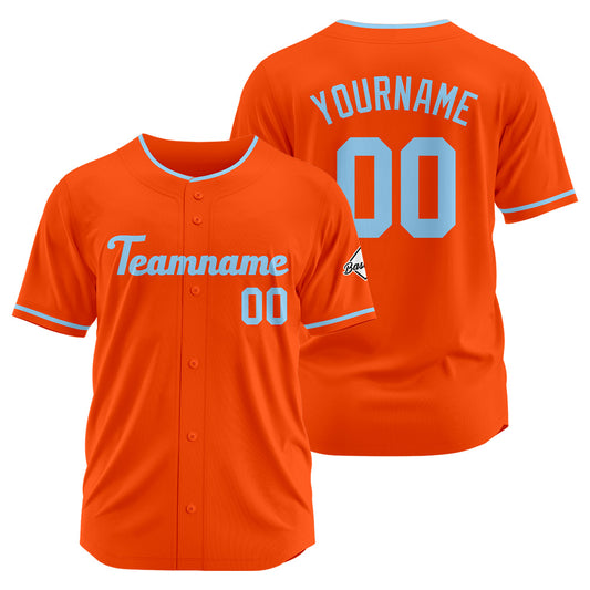 Benutzerdefinierte Authentisch Baseball-Trikot Orange-Hellblau