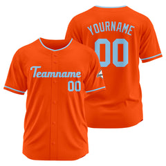 Benutzerdefinierte Authentisch Baseball-Trikot Orange-Hellblau