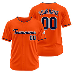 Benutzerdefinierte Authentisch Baseball-Trikot Orange-Marine