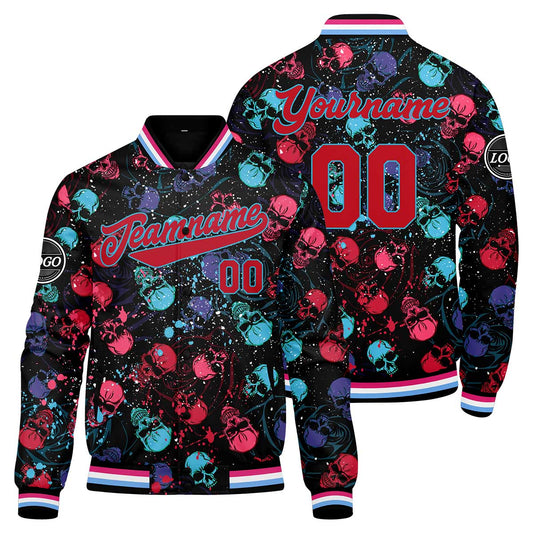 Benutzerdefinierte Rot Blau Varsity-Jacke. Letterman-Jacke für Männer, Frauen und Jugendliche