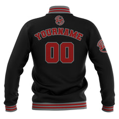 Benutzerdefiniert Schwarz Rot Grau Wasserdichte Varsity Jacken Personalisiert genäht Name Nummer Logo zu Letterman Jacken