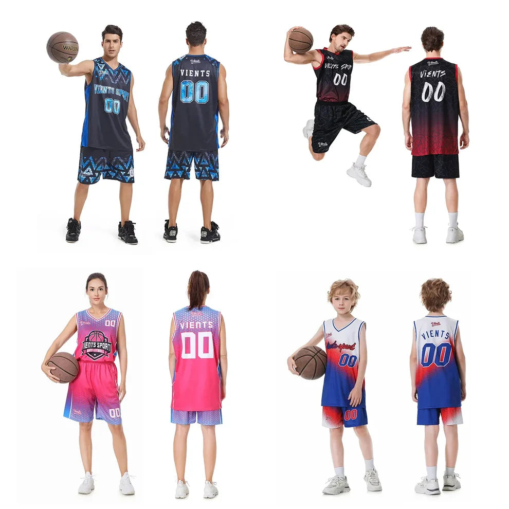 Benutzerdefinierter Basketball Jersey Uniform Anzug für Männer Frauen Mädchen Jungen gedruckt Ihr Logo Name Nummer