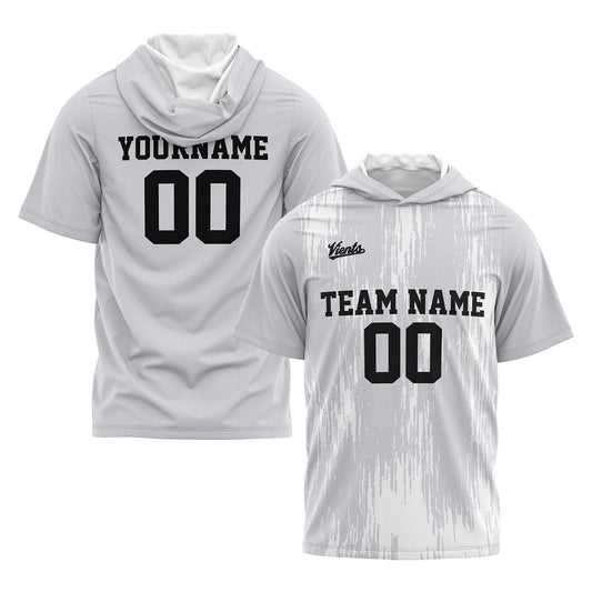 Benutzerdefinierte Grau Kurzarm-Kapuzenpullover für Männer Frauen Hemden mit Kapuzen gedruckt Name Logo