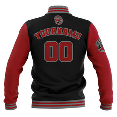 Benutzerdefiniert Schwarz Rot Grau Wasserdichte Varsity Jacken Personalisiert genäht Name Nummer Logo zu Letterman Jacken