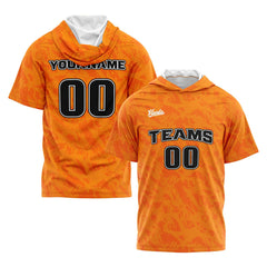 Benutzerdefinierte Orange Neongrün Kurzarm-Kapuzenpullover für Männer Frauen Hemden mit Kapuzen gedruckt Name Logo