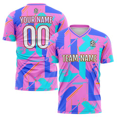 Benutzerdefinierte Rosa Blau Fußball Trikots für Männer Frauen Personalisierte Fußball Uniformen für Erwachsene und Kind