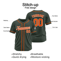 Benutzerdefinierte Authentisch Baseball-Trikot Dunkelgrau-Orange