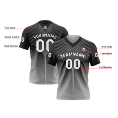 Benutzerdefinierte Schwarz Grau Reversibel Fußball Trikot Personalisierte Gradient Fußball Shirts für Männer gedruckt Team Name Nummer Logo